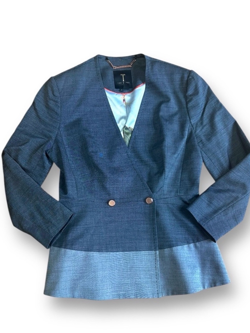 Ted Baker Women's Blazer Two
Tone Gray Size 4 Business Casual
